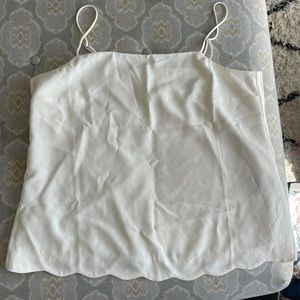 JCrew White Scalloped Blouse